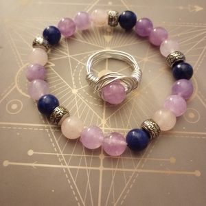 Natural Stone bracelet with a matching wire wrapped ring